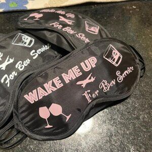 First Class Sleeping Mask (Blk w/ Pink Font)
